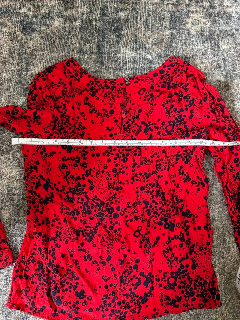 J. Crew Red and Black Floral Blouse